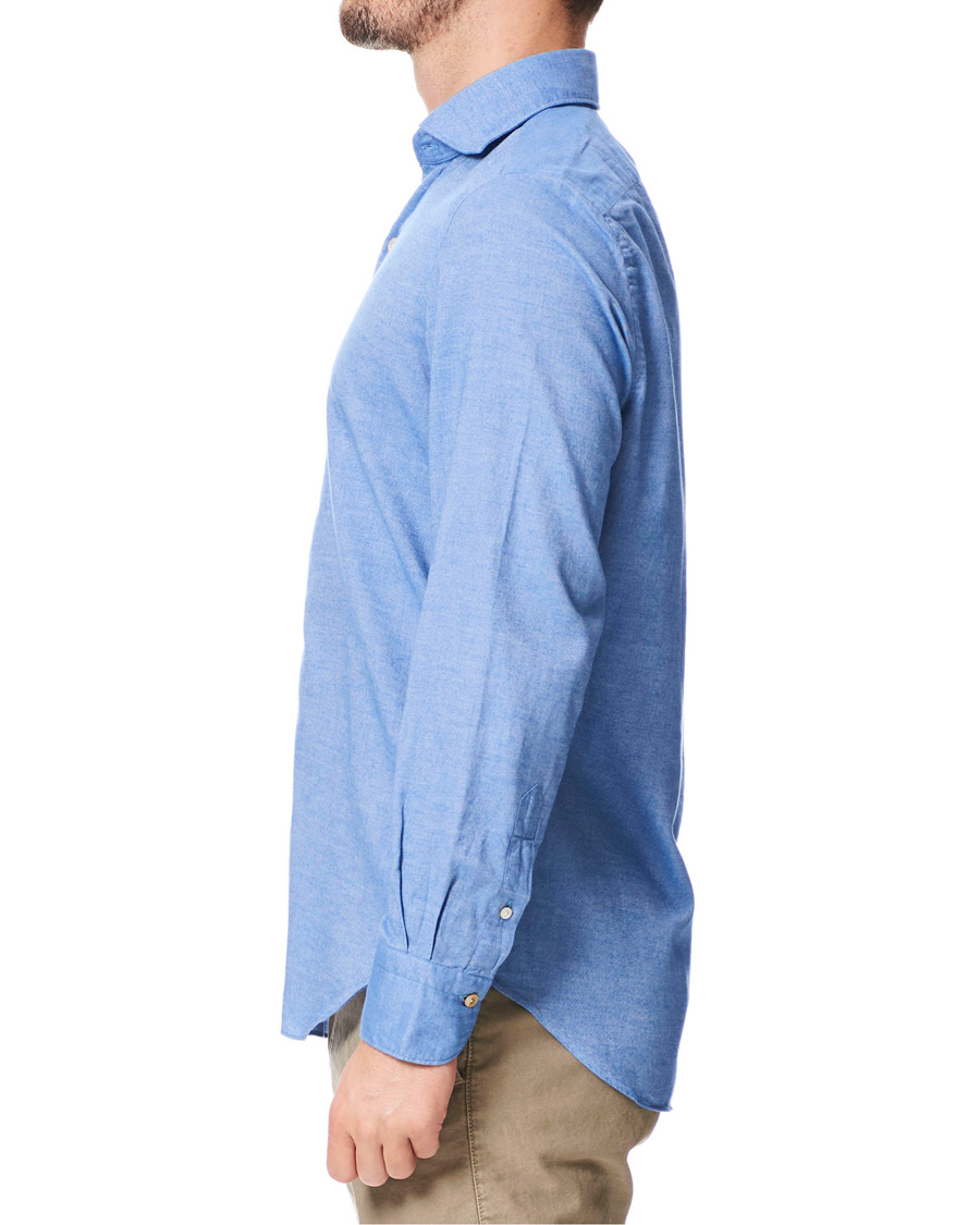 Homme | Chemises | Finamore Napoli | Tokyo Slim Fit Flannel Shirt Light Blue