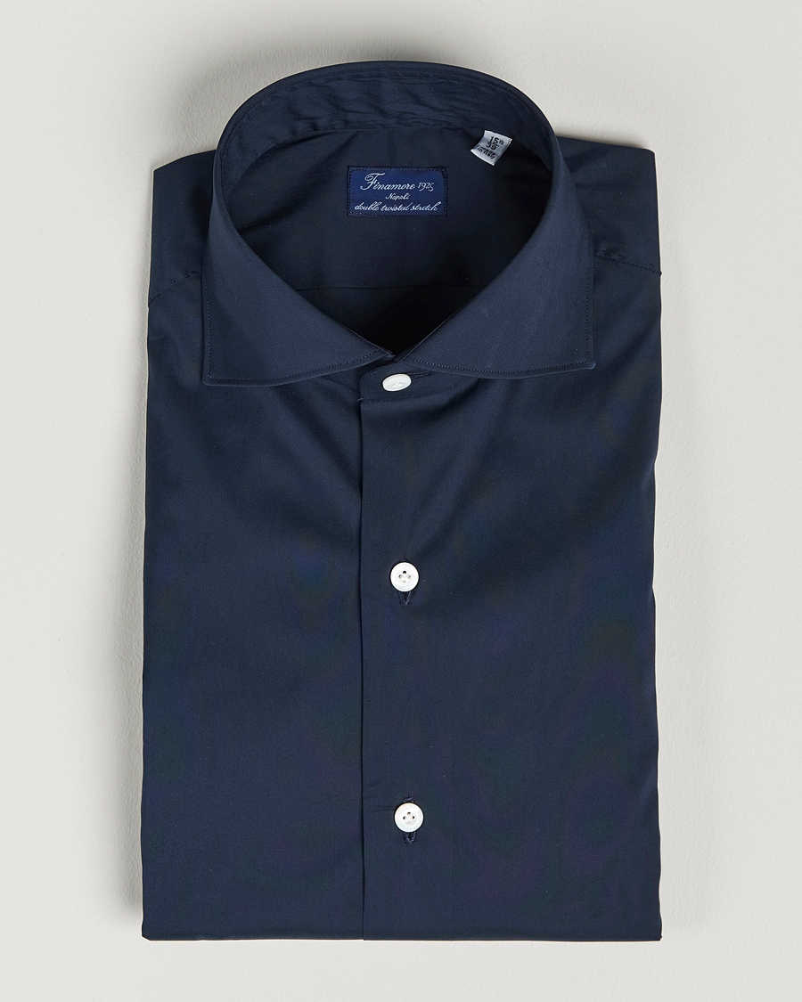 Heren | Overhemden | Finamore Napoli | Milano Slim Fit Stretch Shirt Navy
