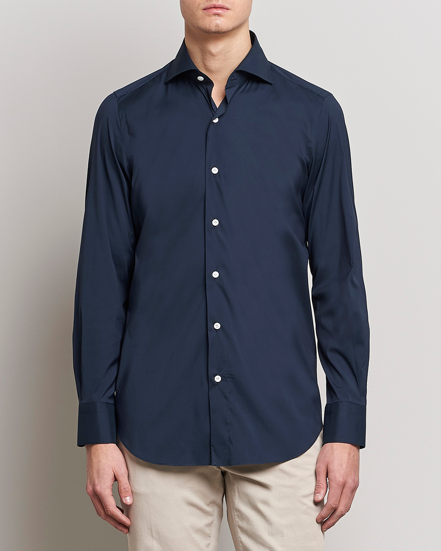 Heren | Overhemden | Finamore Napoli | Milano Slim Fit Stretch Shirt Navy