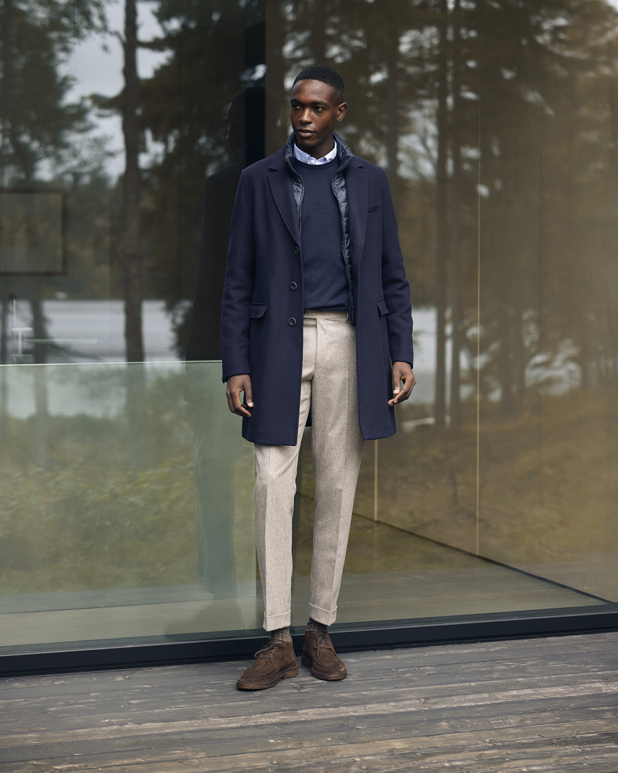 Heren | Jassen | Herno | Wool Zip Coat Navy