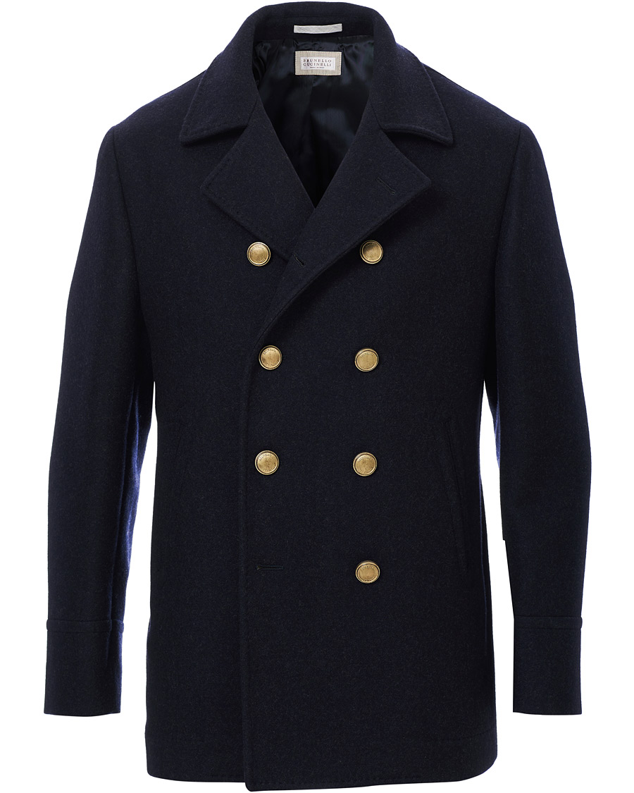 Heren | Jassen | Brunello Cucinelli | Double Breasted Wool Coat Navy