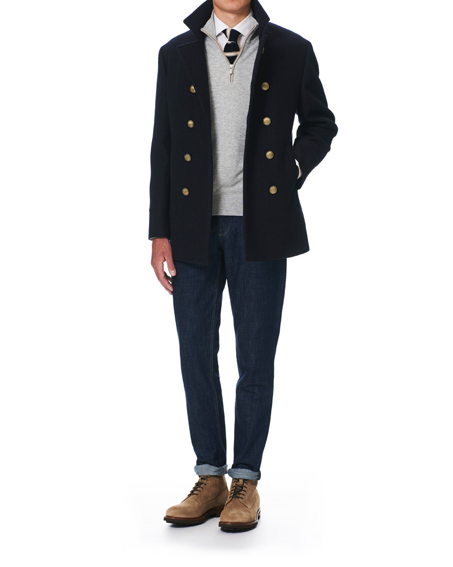 Heren | Jassen | Brunello Cucinelli | Double Breasted Wool Coat Navy