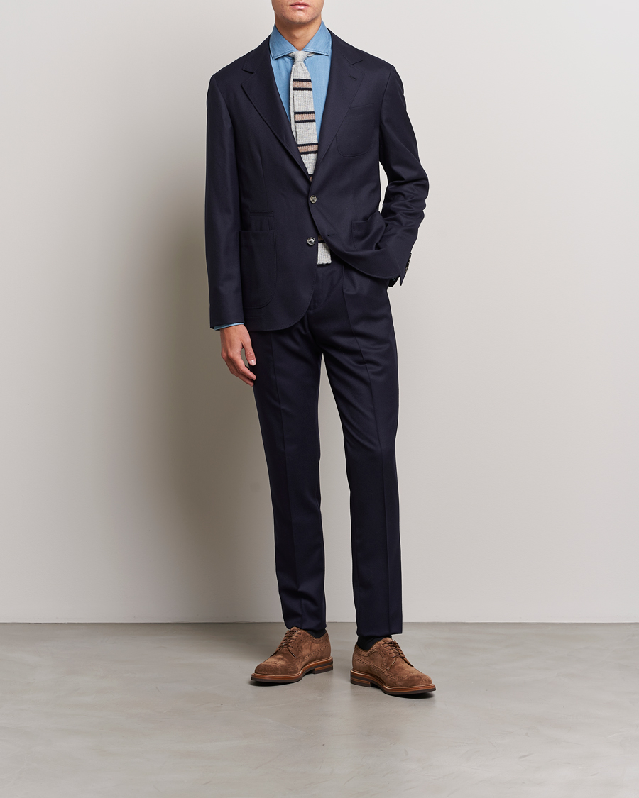 Heren | Blazers | Brunello Cucinelli | Flannel Blazer Navy