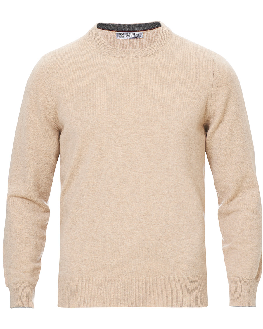 Heren | Truien | Brunello Cucinelli | Cashmere Contrast Crew Neck Sweater Beige