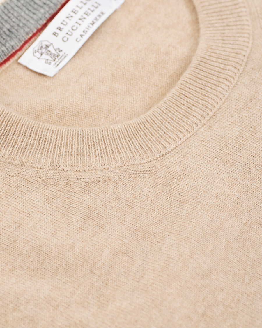 Heren | Truien | Brunello Cucinelli | Cashmere Contrast Crew Neck Sweater Beige