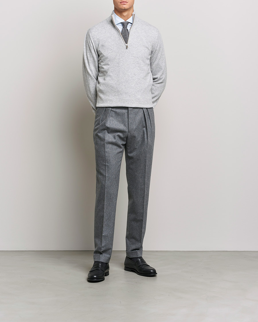 Homme | Pulls Et Tricots | Brunello Cucinelli | 2 Ply Cashmere Half Zip Light Grey