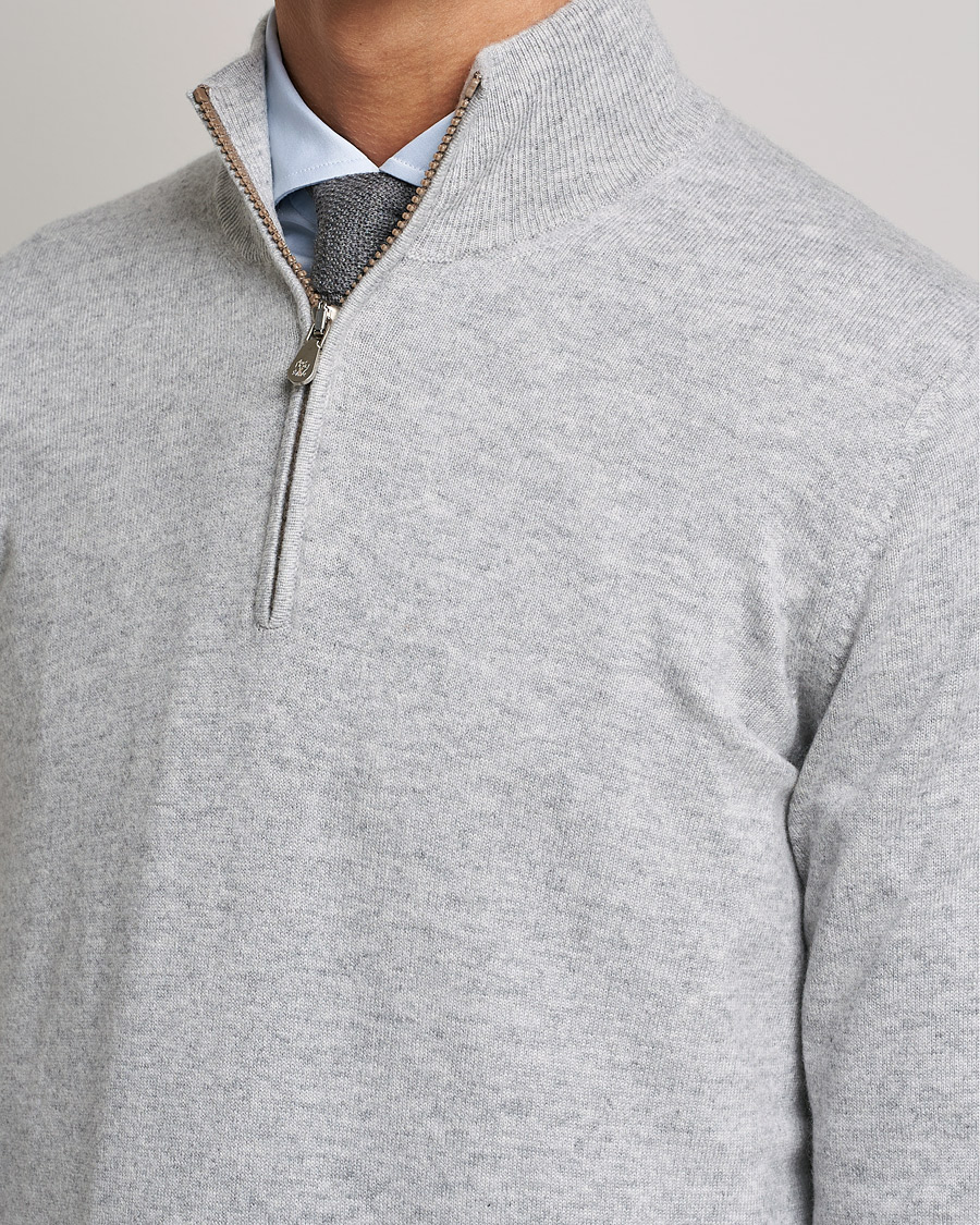 Homme | Pulls Et Tricots | Brunello Cucinelli | 2 Ply Cashmere Half Zip Light Grey