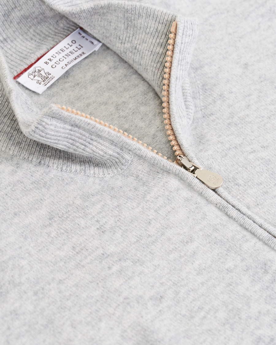 Homme | Pulls Et Tricots | Brunello Cucinelli | 2 Ply Cashmere Half Zip Light Grey