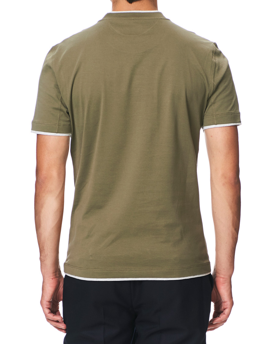 Homme | T-shirts | Brunello Cucinelli | Contrast Collar T-Shirt Green/Grey
