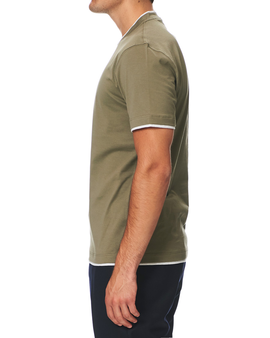 Homme | T-shirts | Brunello Cucinelli | Contrast Collar T-Shirt Green/Grey