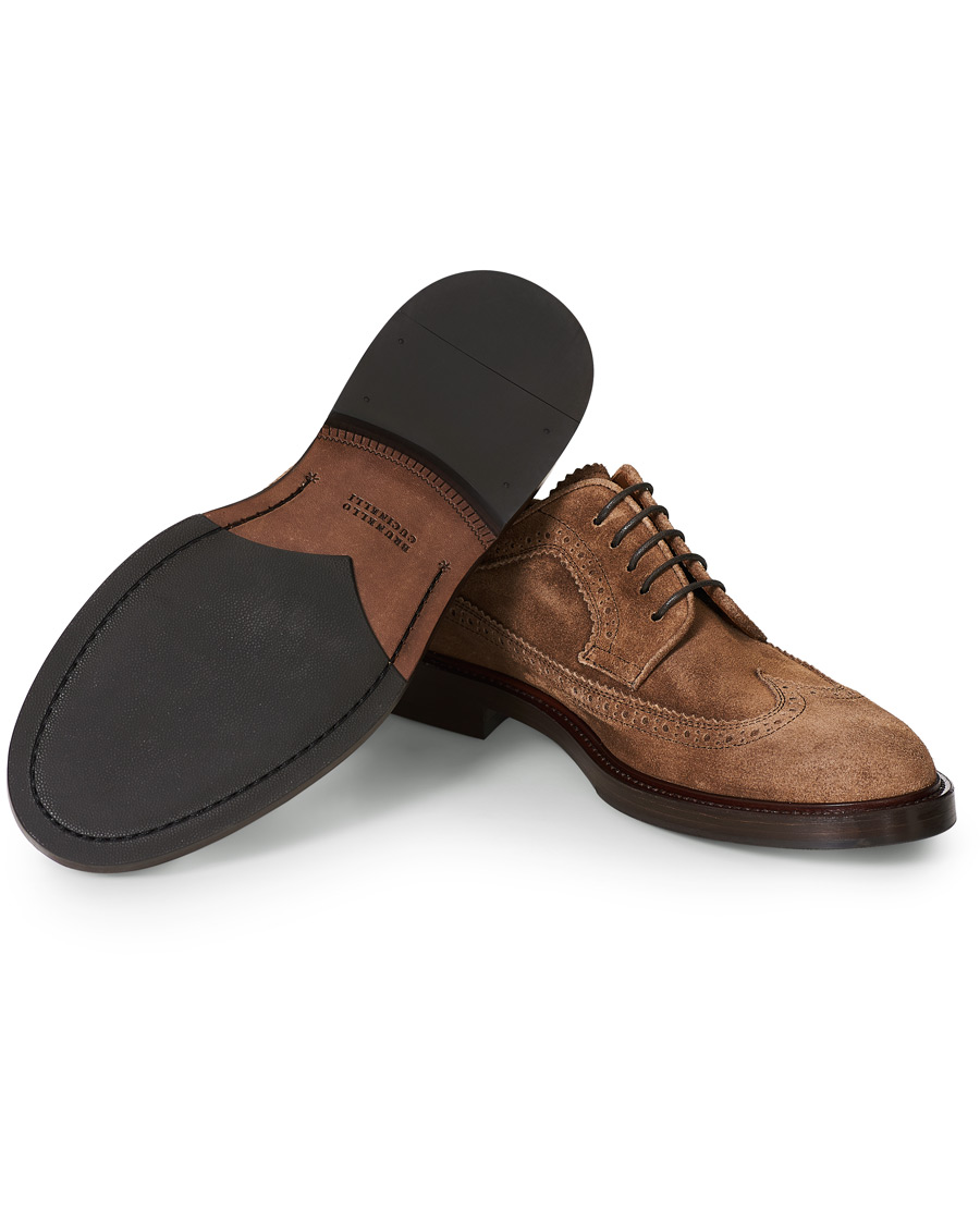 Heren | Brunello Cucinelli Longwing Brogue Brown Suede | Brunello Cucinelli | Longwing Brogue Brown Suede