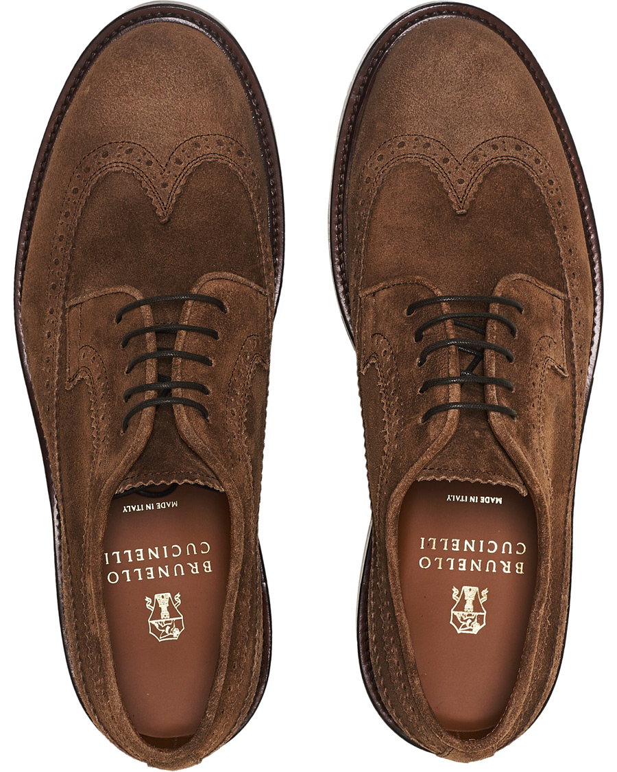Heren | Brunello Cucinelli Longwing Brogue Brown Suede | Brunello Cucinelli | Longwing Brogue Brown Suede