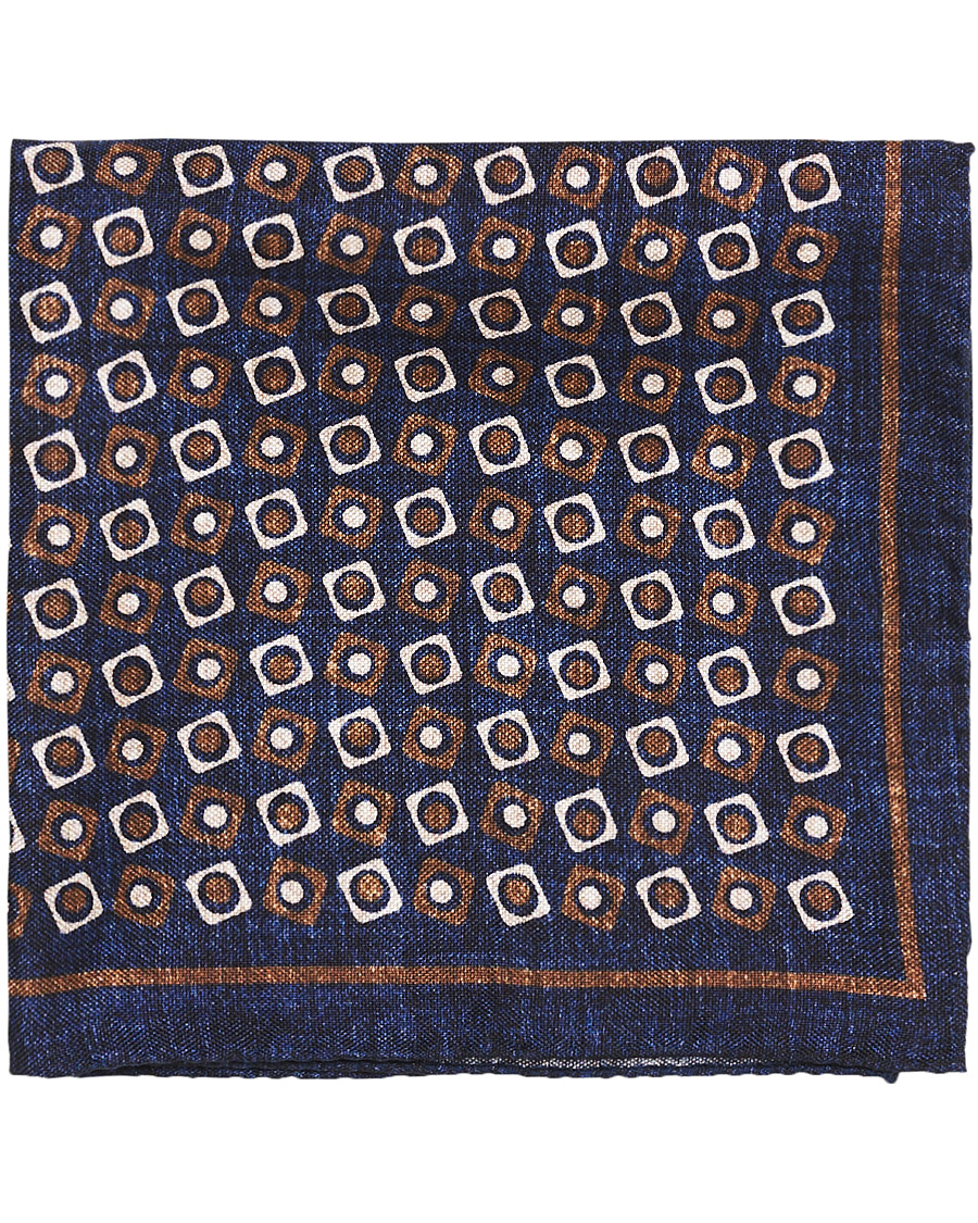 Homme | Amanda Christensen Silk Oxford Printed Pocket Square Navy | Amanda Christensen | Silk Oxford Printed Pocket Square Navy