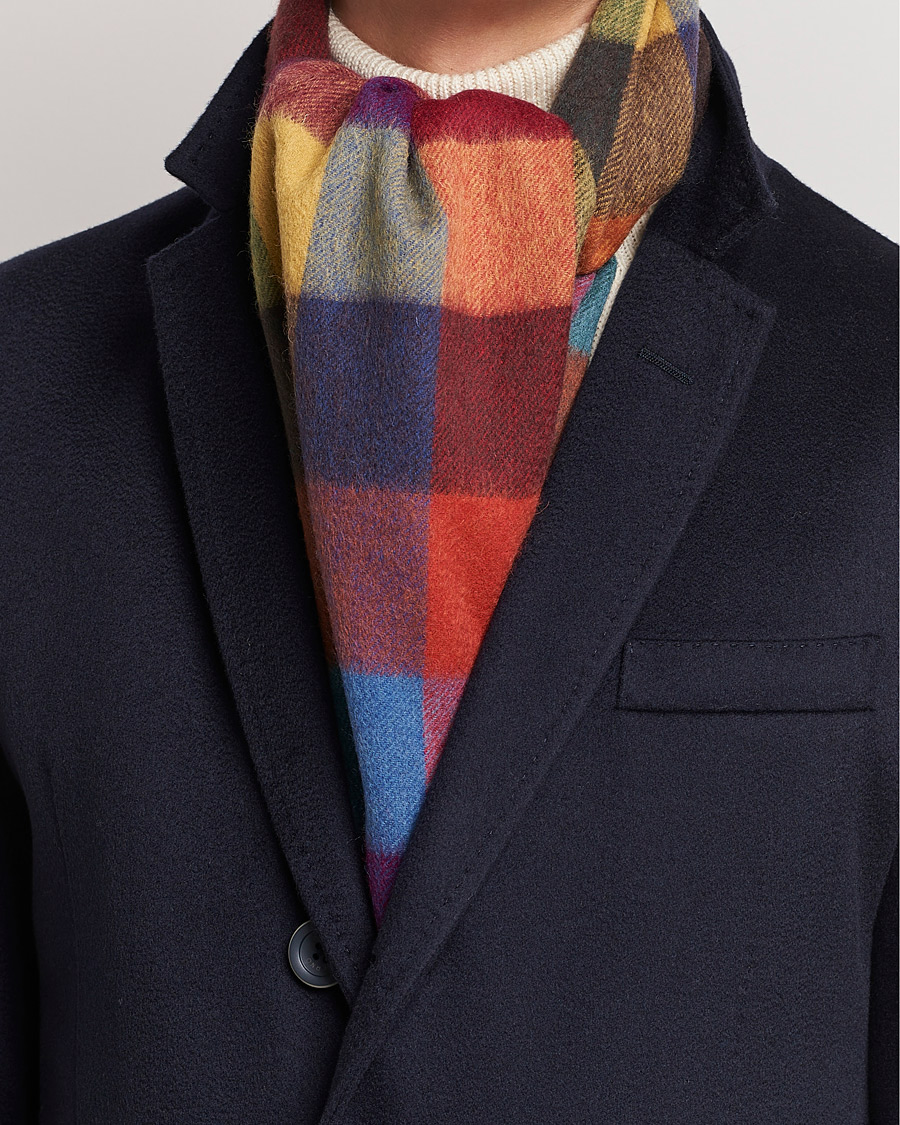 Homme | Amanda Christensen Merino Wool Block Check Scarf Multi | Amanda Christensen | Merino Wool Block Check Scarf Multi