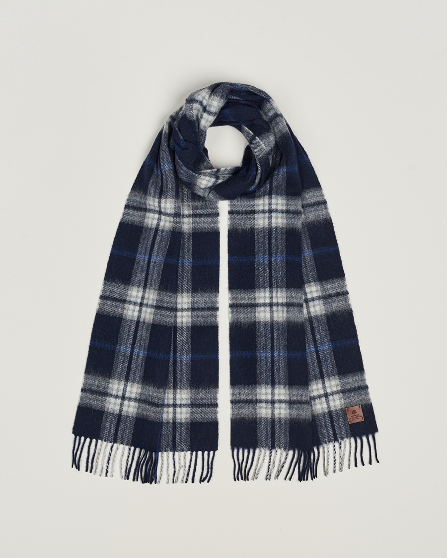 Homme | Amanda Christensen Merino Wool Check Scarf Blue | Amanda Christensen | Merino Wool Check Scarf Blue
