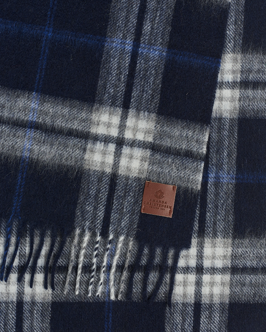 Homme | Amanda Christensen Merino Wool Check Scarf Blue | Amanda Christensen | Merino Wool Check Scarf Blue