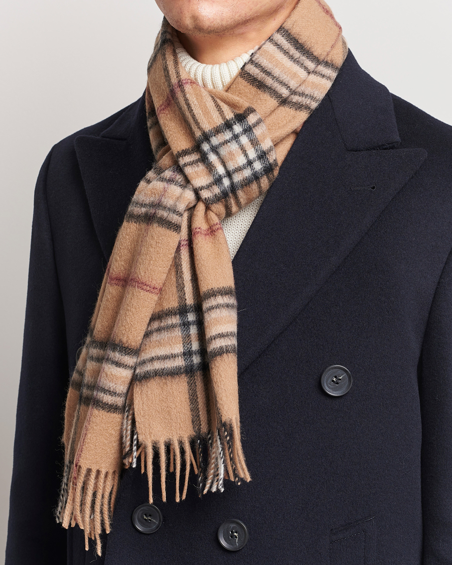 Homme | Amanda Christensen Merino Wool Check Scarf Beige | Amanda Christensen | Merino Wool Check Scarf Beige