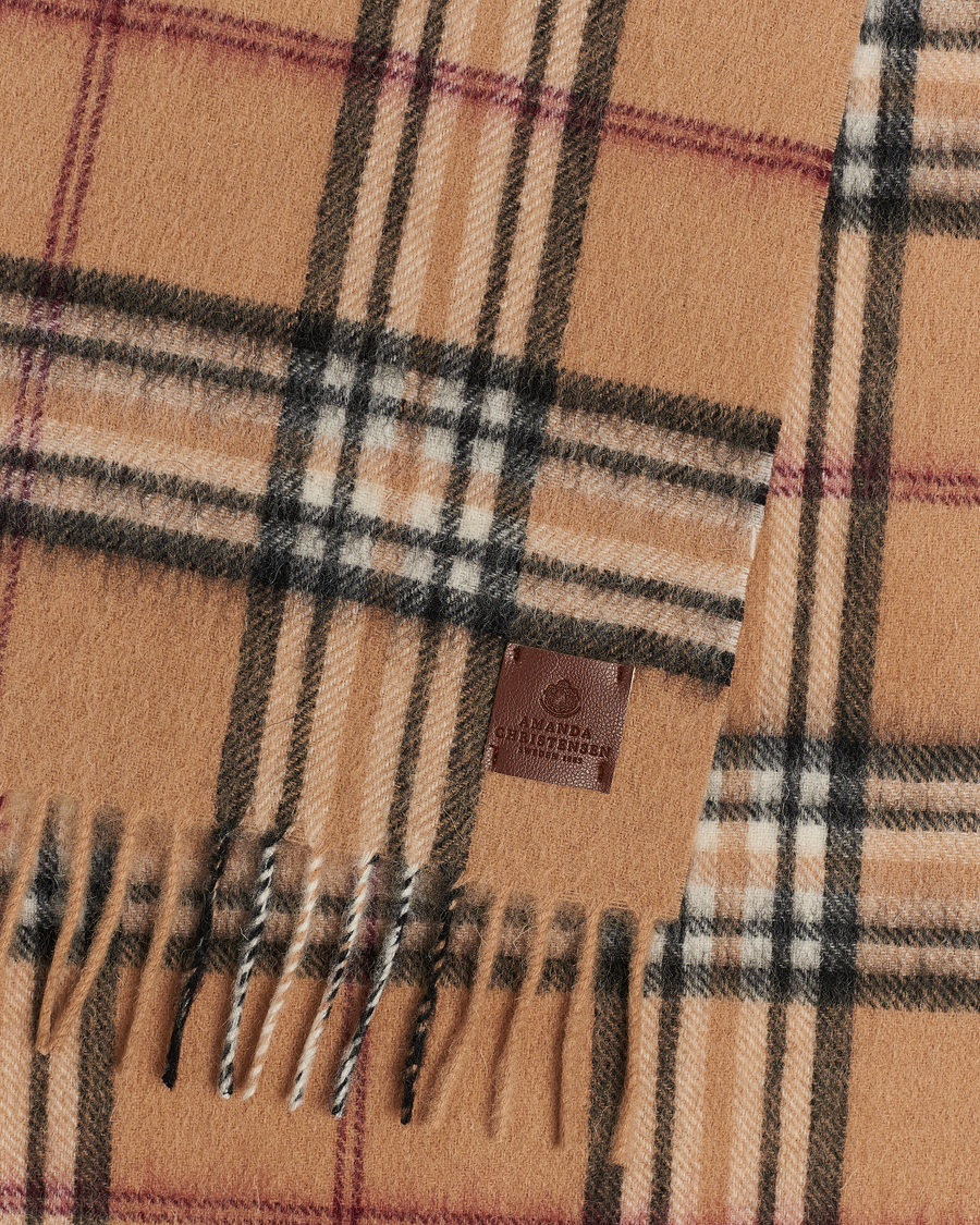 Homme | Amanda Christensen Merino Wool Check Scarf Beige | Amanda Christensen | Merino Wool Check Scarf Beige