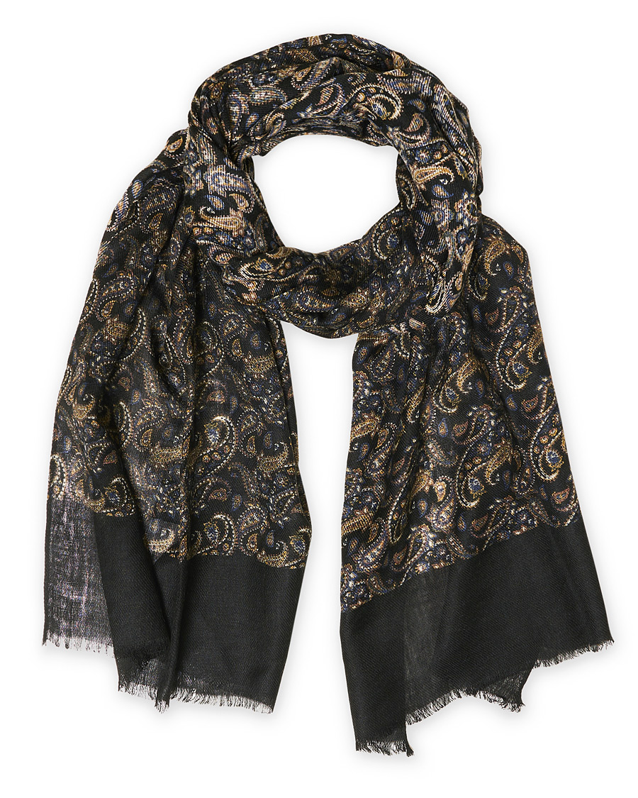 Homme | Amanda Christensen Paisley Printed Scarf Black | Amanda Christensen | Paisley Printed Scarf Black