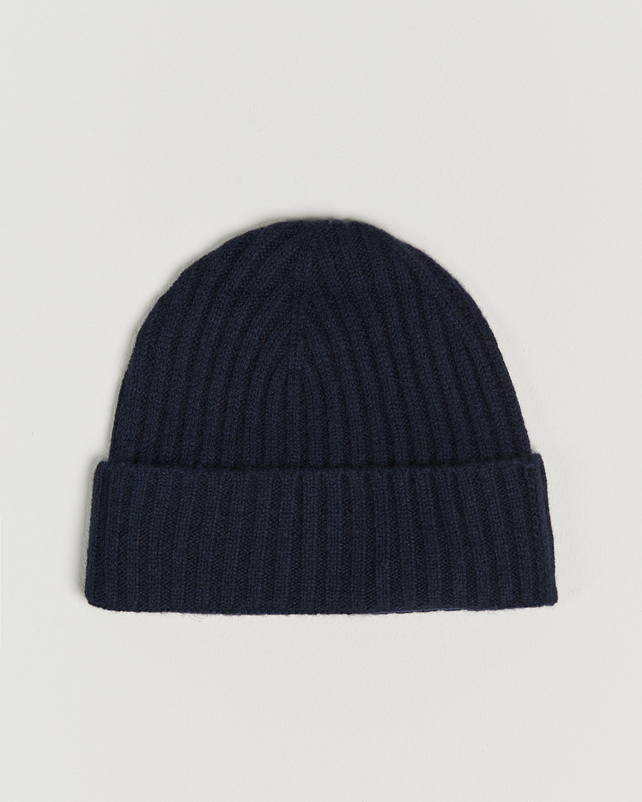 Homme | Amanda Christensen Rib Knitted Cashmere Cap Navy | Amanda Christensen | Rib Knitted Cashmere Cap Navy
