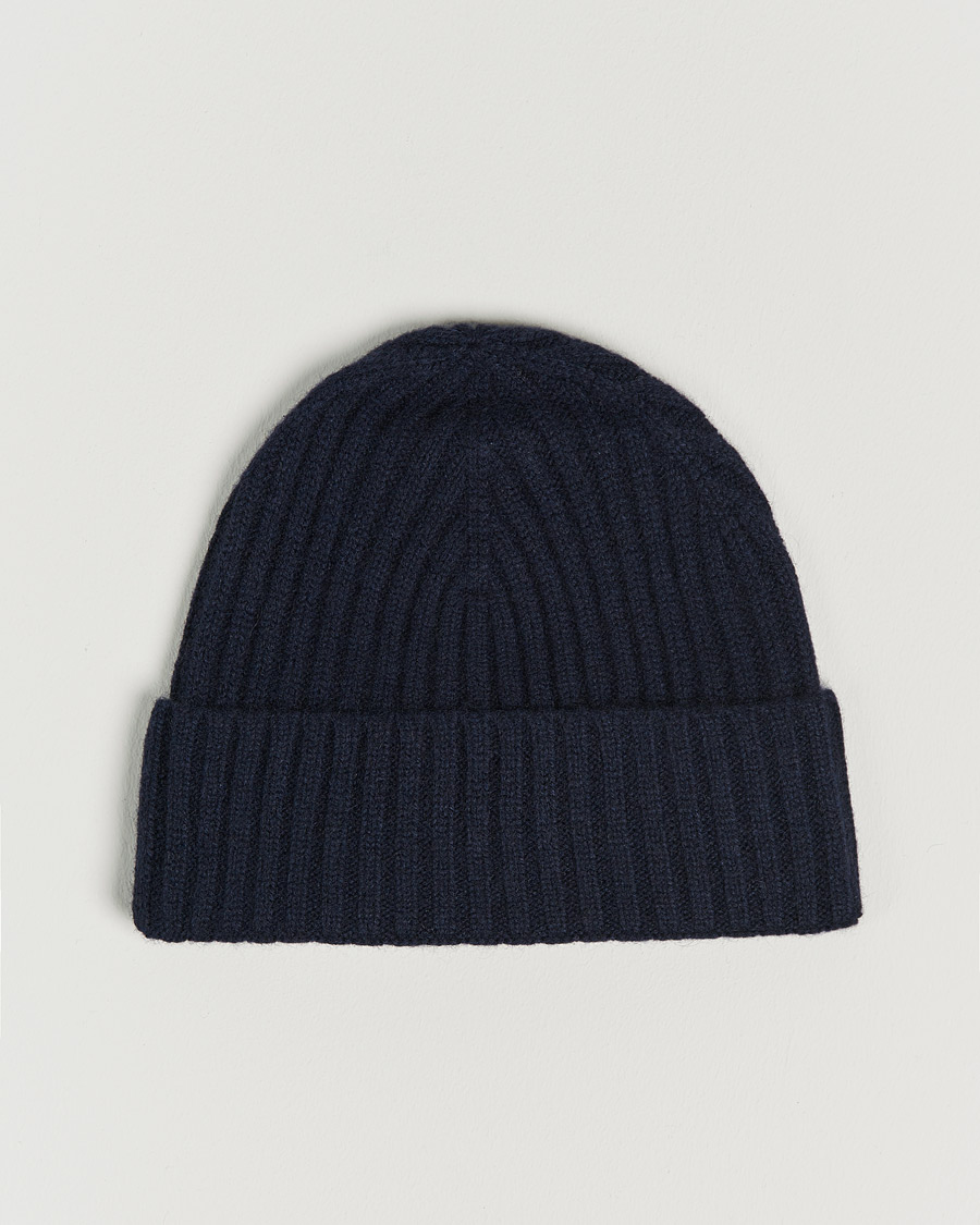 Homme | Amanda Christensen Rib Knitted Cashmere Cap Navy | Amanda Christensen | Rib Knitted Cashmere Cap Navy