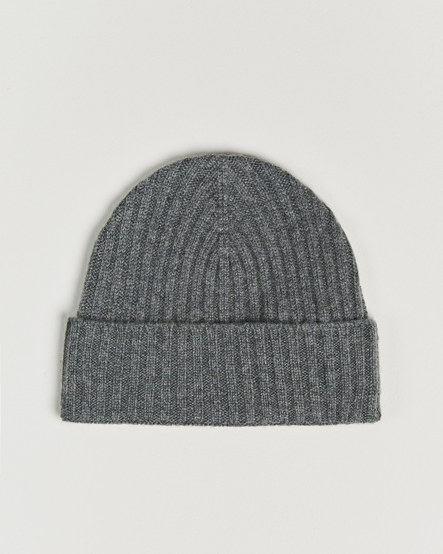 Heren | Mutsen | Amanda Christensen | Rib Knitted Cashmere Cap Grey Melange