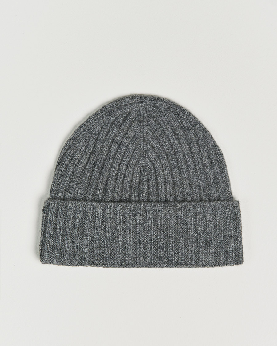 Heren | Mutsen | Amanda Christensen | Rib Knitted Cashmere Cap Grey Melange