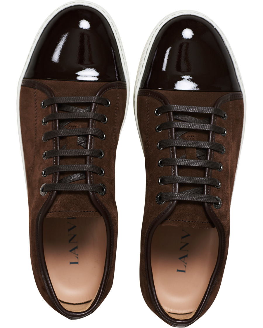 Homme | Lanvin Patent Captoe Sneaker Brown Suede | Lanvin | Patent Captoe Sneaker Brown Suede