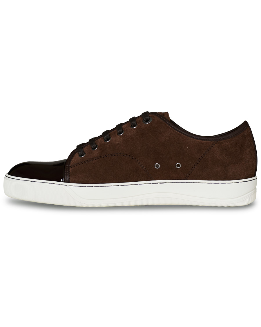 Heren | Lanvin Patent Captoe Sneaker Brown Suede | Lanvin | Patent Captoe Sneaker Brown Suede