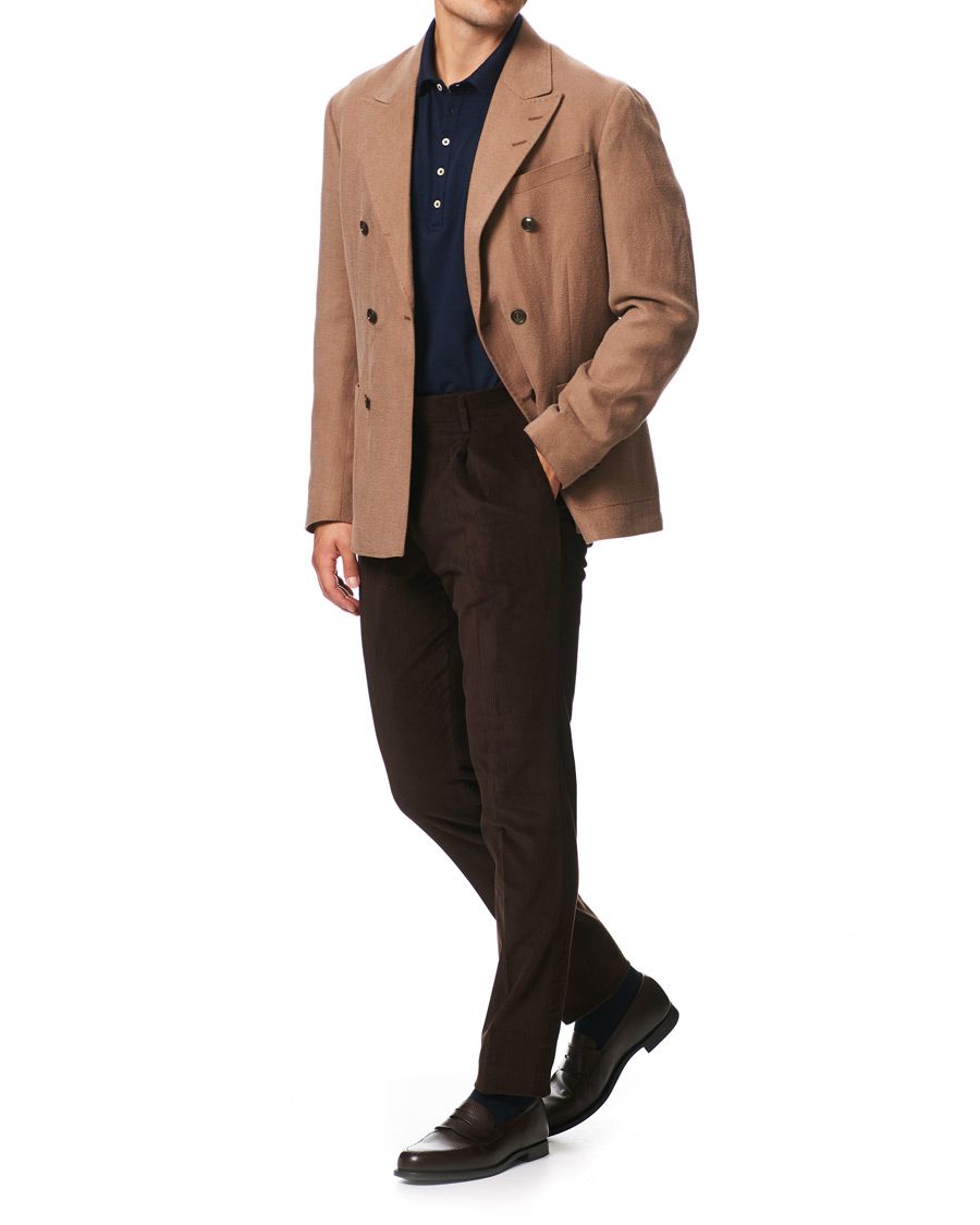 Homme | Pulls Et Tricots | Massimo Alba | Ischia Cotton/Cashmere Long Sleeve Polo Blue Navy