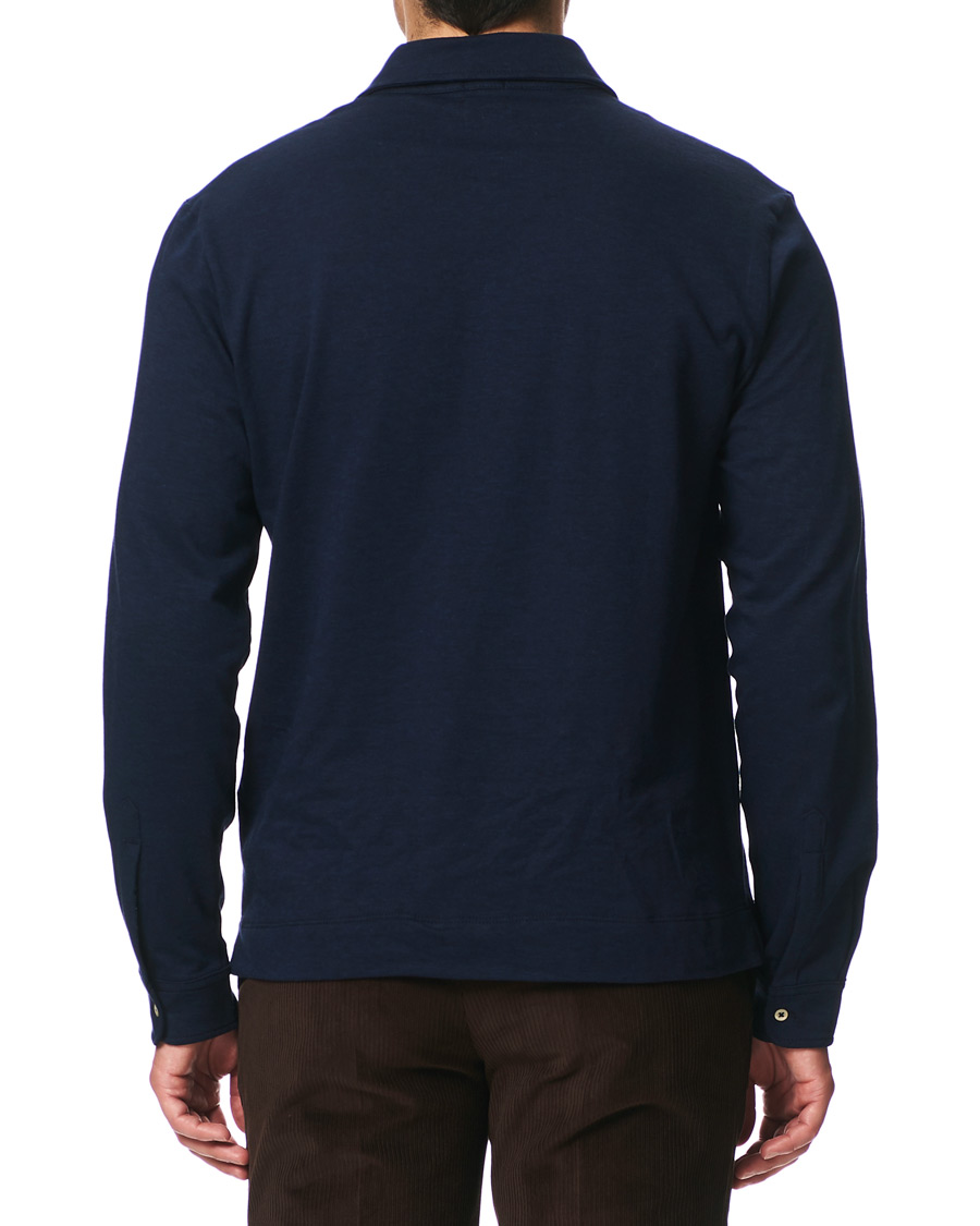 Homme | Pulls Et Tricots | Massimo Alba | Ischia Cotton/Cashmere Long Sleeve Polo Blue Navy
