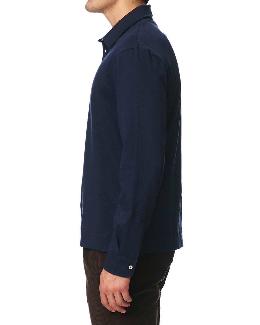 Homme | Pulls Et Tricots | Massimo Alba | Ischia Cotton/Cashmere Long Sleeve Polo Blue Navy