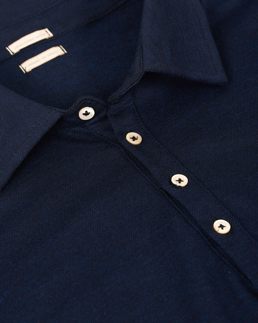 Homme | Pulls Et Tricots | Massimo Alba | Ischia Cotton/Cashmere Long Sleeve Polo Blue Navy