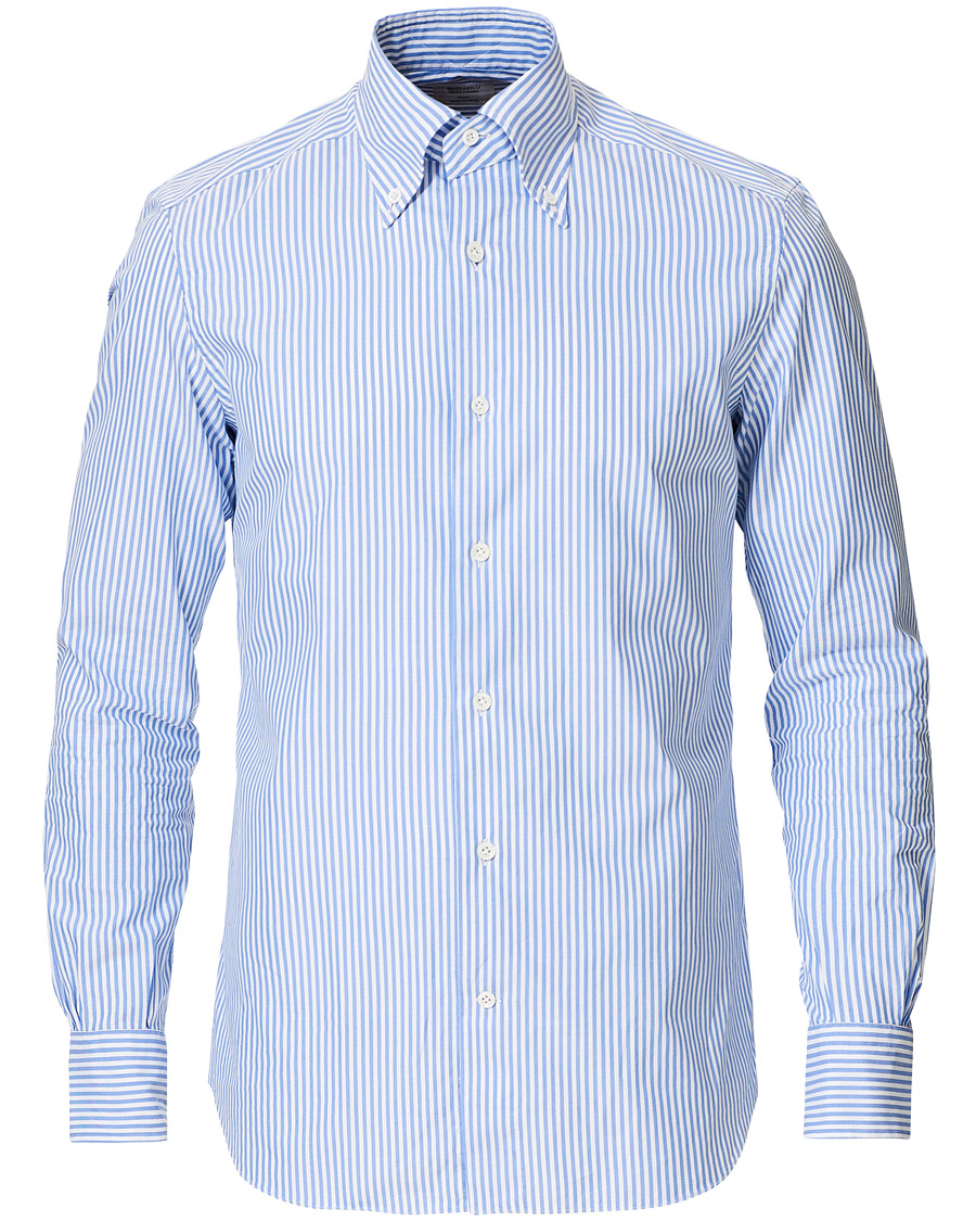 Homme | Chemises | Mazzarelli | Soft Oxford Button Down Shirt White/Blue
