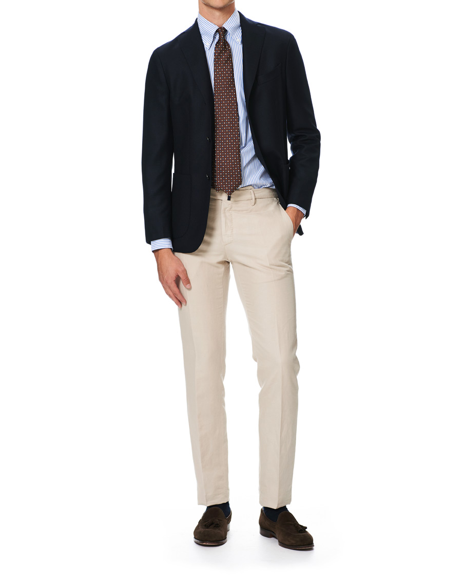 Homme | Chemises | Mazzarelli | Soft Oxford Button Down Shirt White/Blue