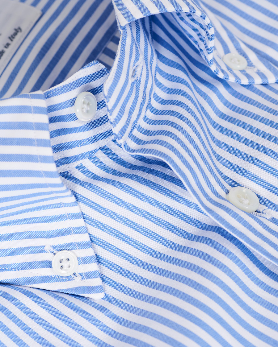 Homme | Chemises | Mazzarelli | Soft Oxford Button Down Shirt White/Blue