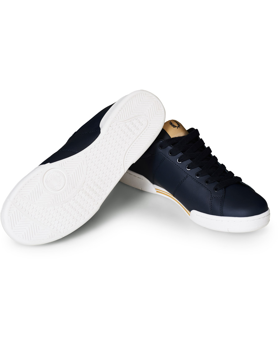 Homme | Fred Perry B722 Leather Sneaker Navy/Gold | Fred Perry | B722 Leather Sneaker Navy/Gold