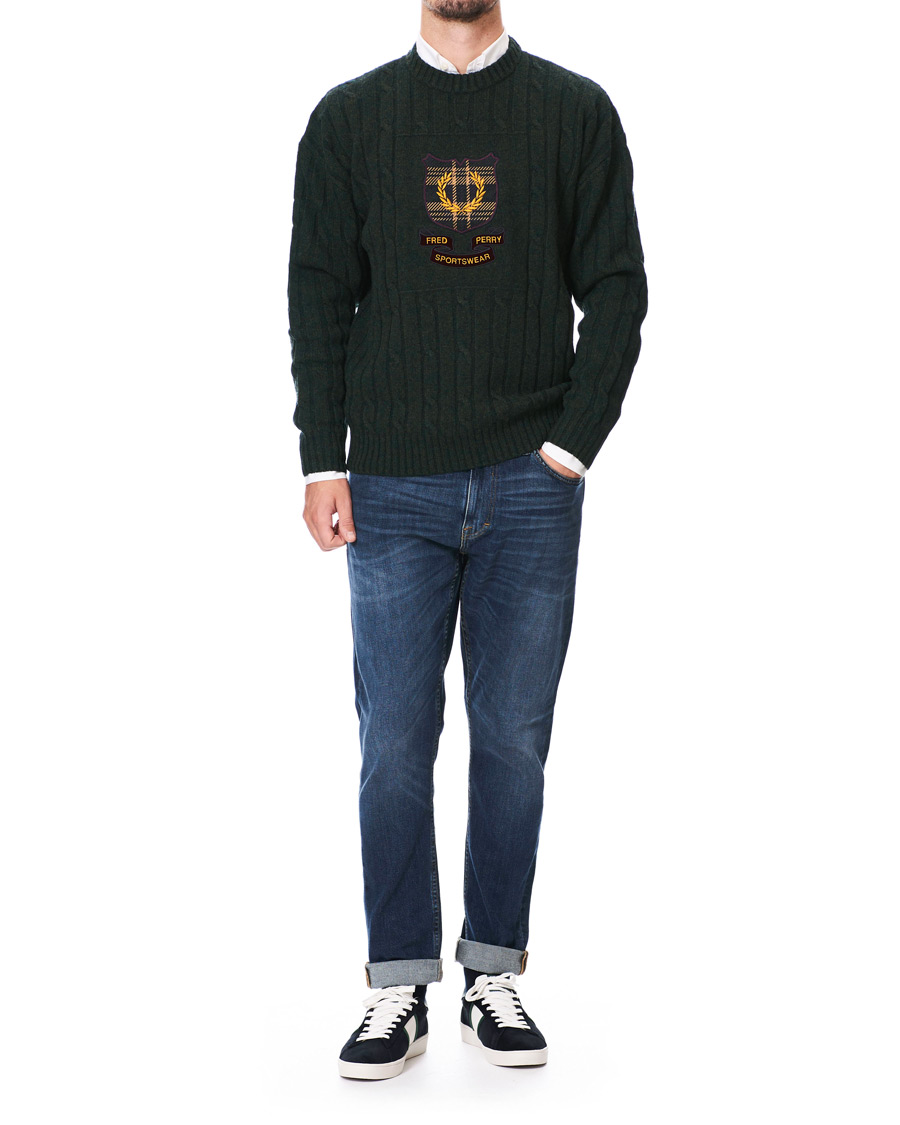 Homme | Pulls Et Tricots | Fred Perry | Shield Cable Knit Jumper Hunting Green
