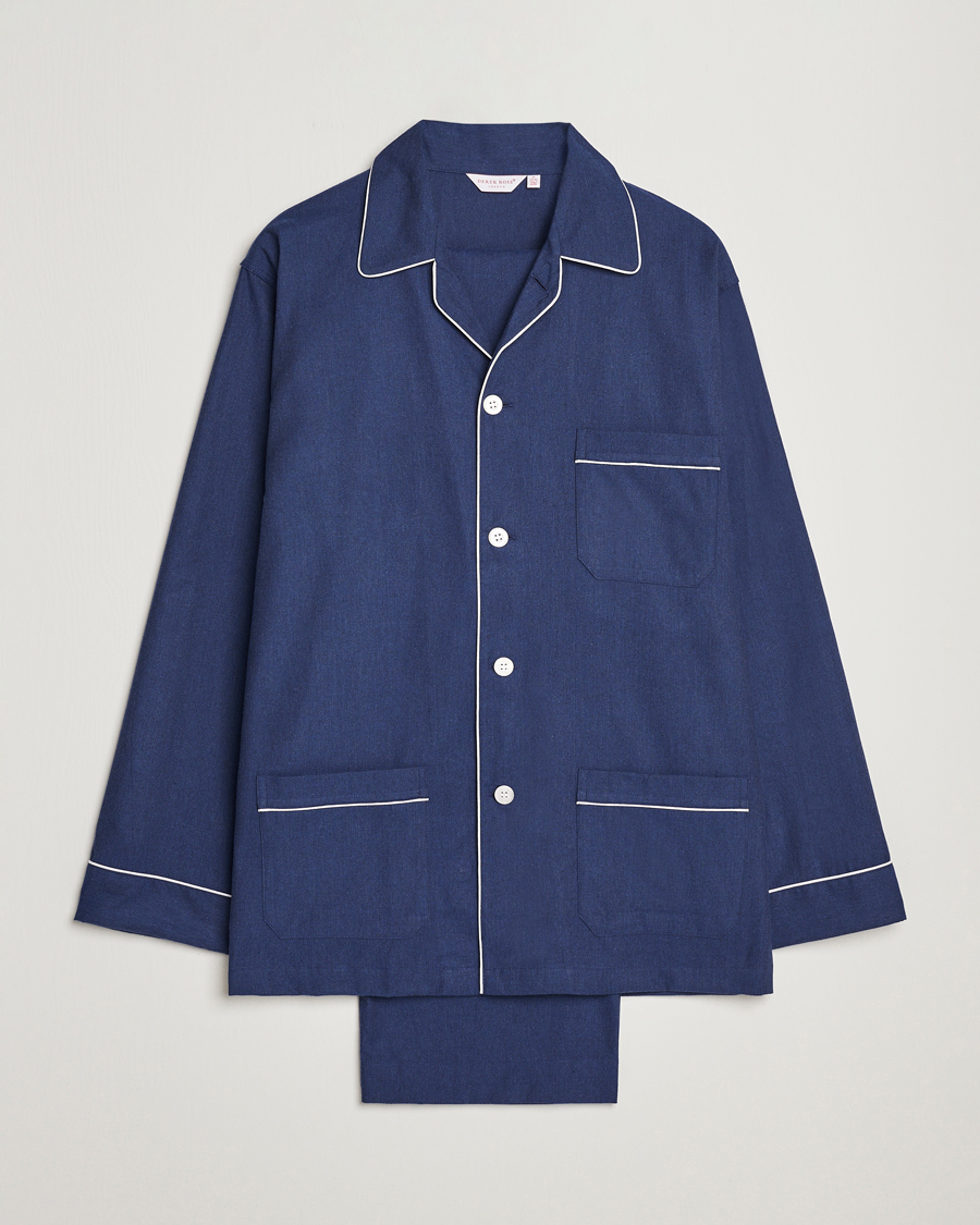 Heren | Pyjama's en gewaden | Derek Rose | Brushed Cotton Flanell Pyjama Set Navy