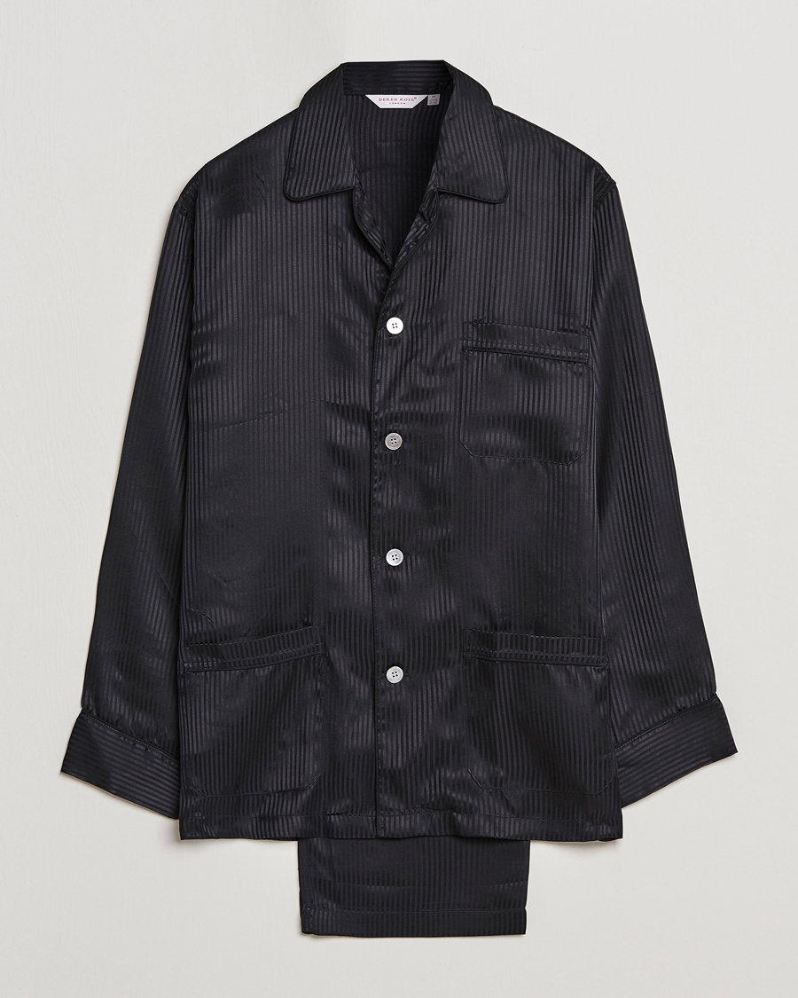Homme | Peignoirs Et Pyjamas | Derek Rose | Striped Silk Pyjama Set Black