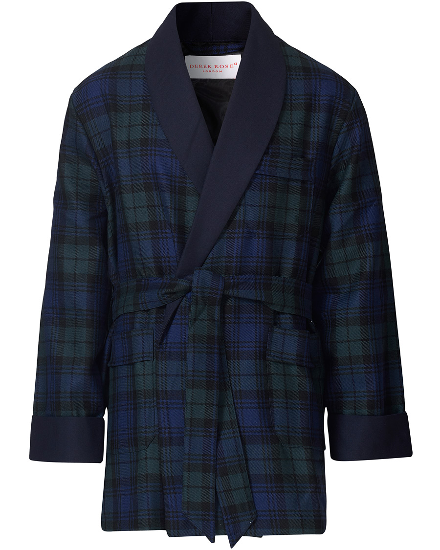 Homme | Peignoirs Et Pyjamas | Derek Rose | Wool Tartan Smoking Jacket Blackwatch