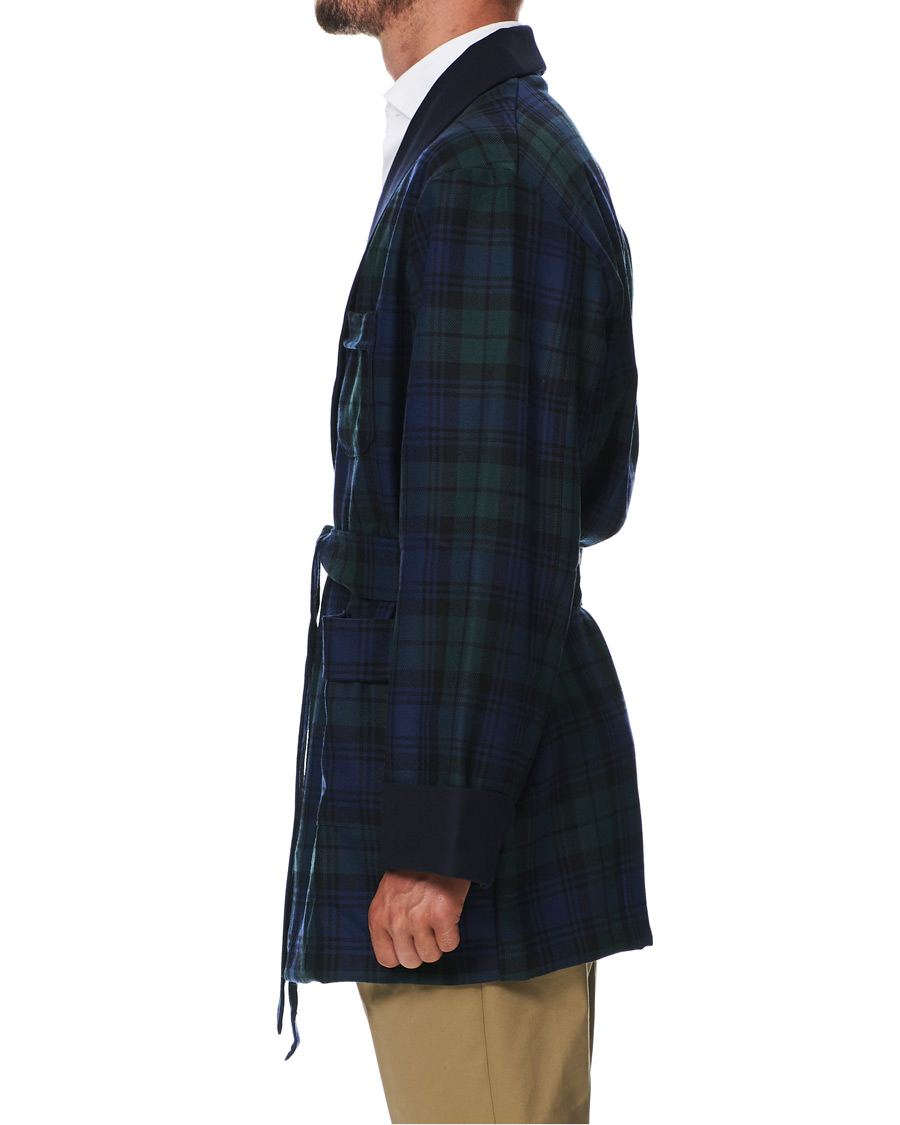 Homme | Peignoirs Et Pyjamas | Derek Rose | Wool Tartan Smoking Jacket Blackwatch