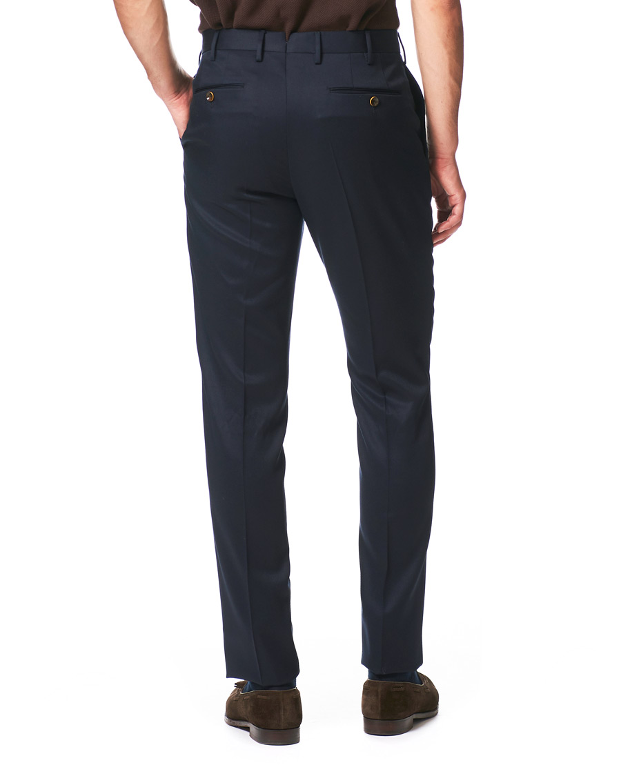 Heren | Broeken | PT01 | Gentleman Fit Pleated Wool Trousers Navy Blue