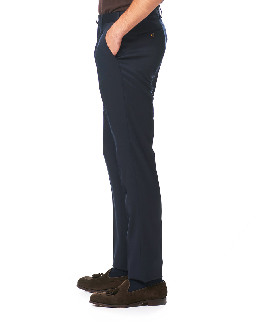 Heren | Broeken | PT01 | Gentleman Fit Pleated Wool Trousers Navy Blue