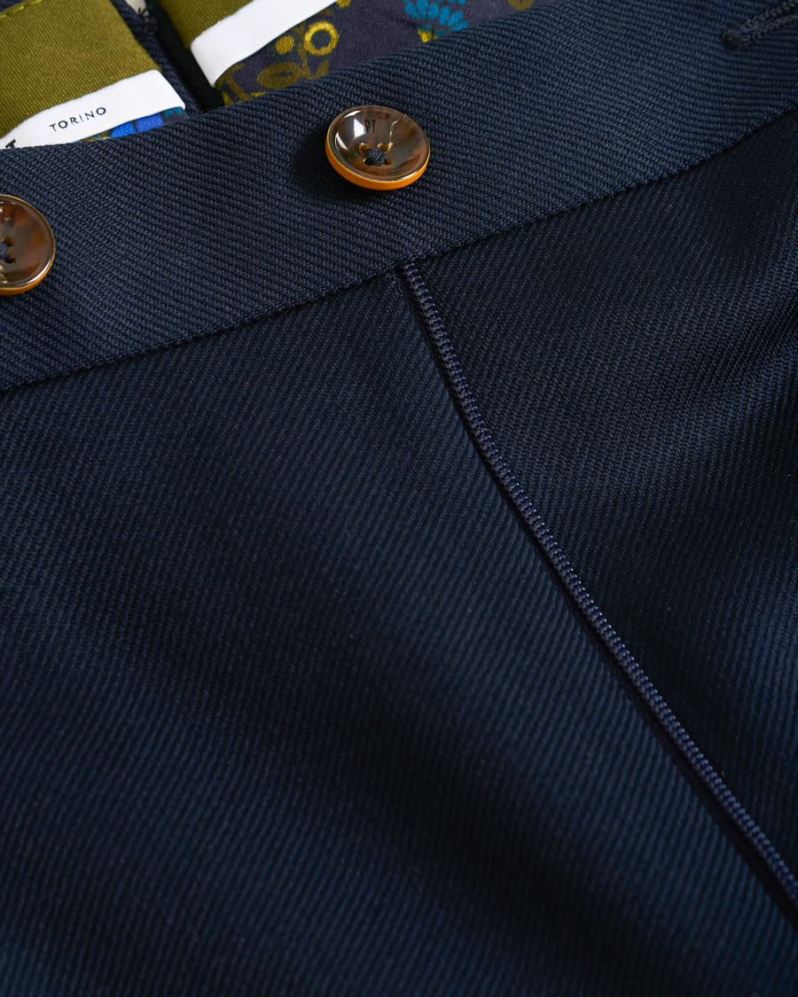 Heren | Broeken | PT01 | Gentleman Fit Pleated Wool Trousers Navy Blue