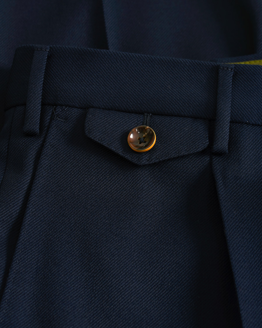 Heren | Broeken | PT01 | Gentleman Fit Pleated Wool Trousers Navy Blue