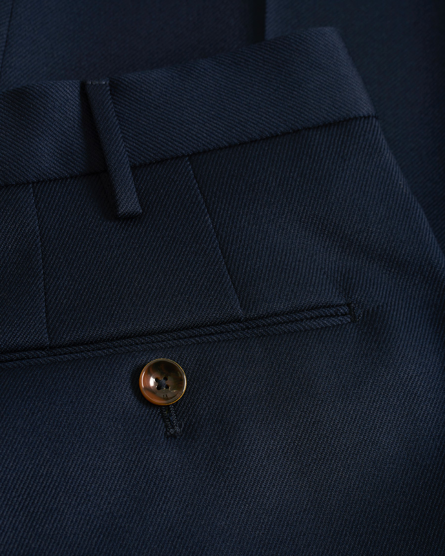 Heren | Broeken | PT01 | Gentleman Fit Pleated Wool Trousers Navy Blue