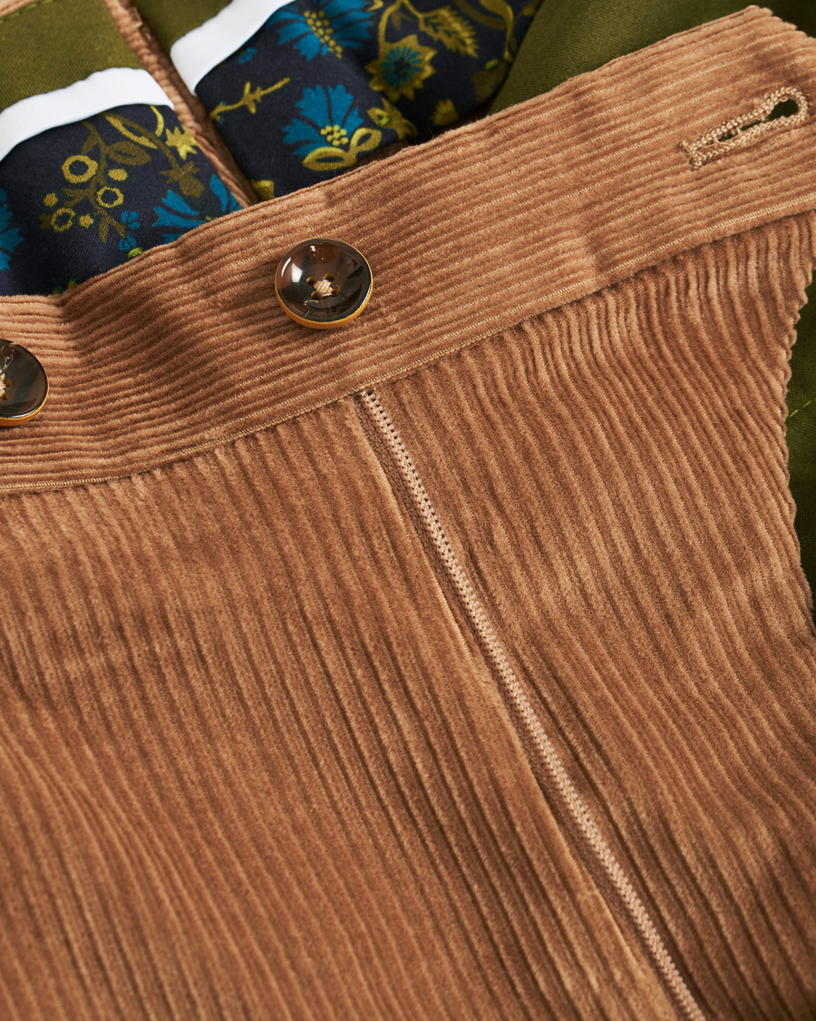 Heren | Broeken | PT01 | Gentleman Fit Pleated Corduroy Trousers Khaki