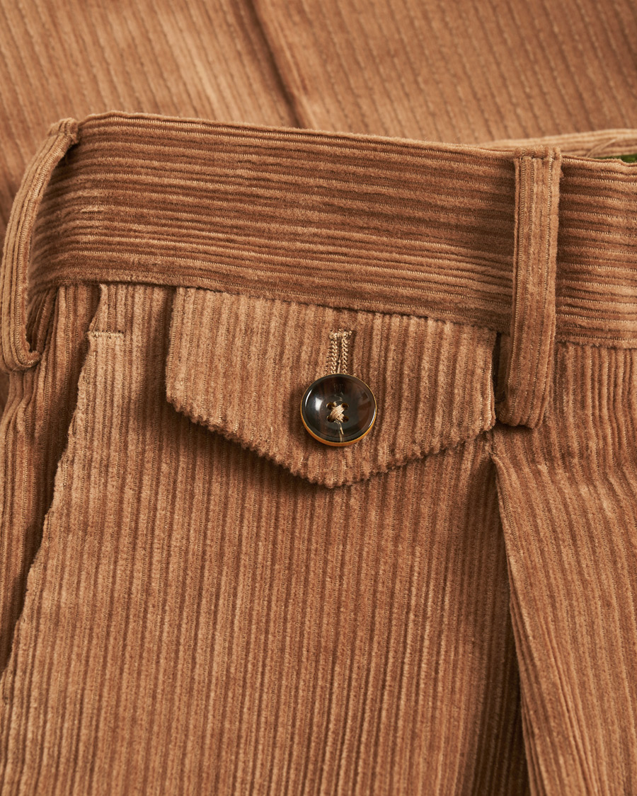 Heren | Broeken | PT01 | Gentleman Fit Pleated Corduroy Trousers Khaki