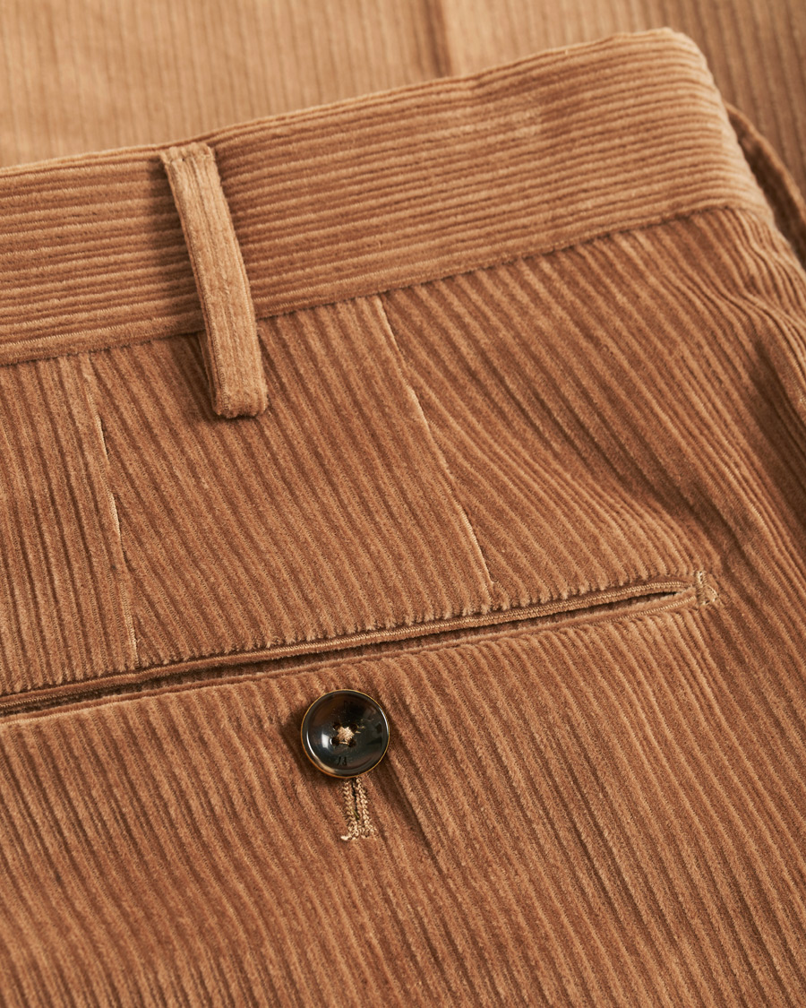 Heren | Broeken | PT01 | Gentleman Fit Pleated Corduroy Trousers Khaki